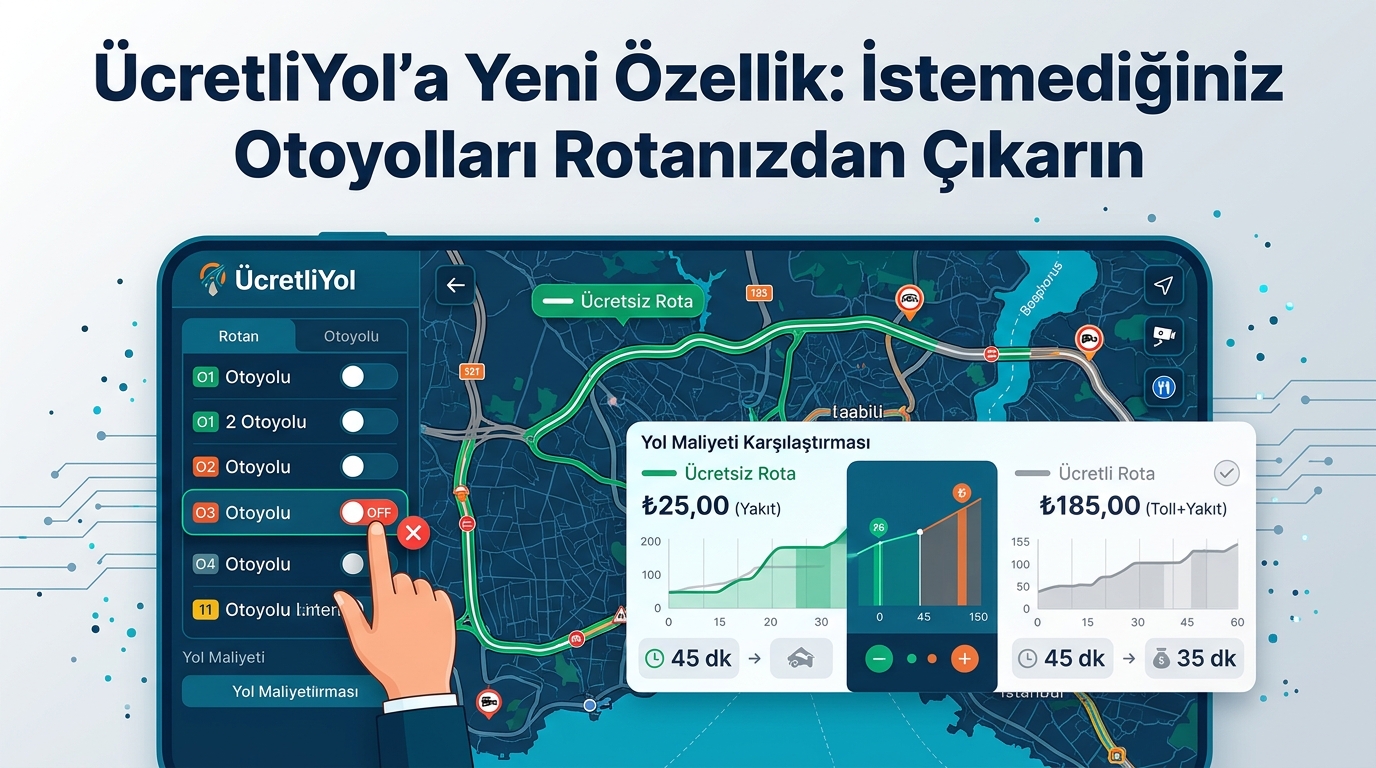 ÜcretliYol’a Yeni Özellik: İstemediğiniz Otoyolları Rotanızdan Çıkarın