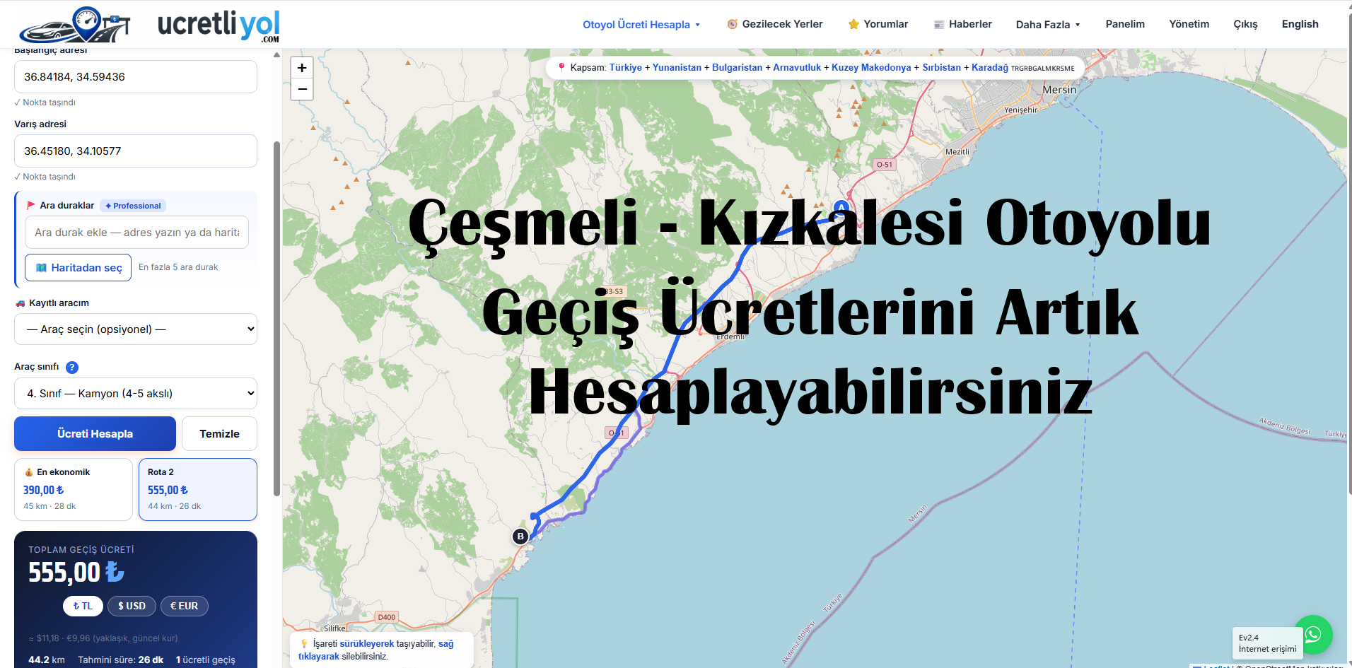 Çeşmeli-Kızkalesi Otoyolu ÜcretliYol'da! Geçiş Ücretlerini Artık Hesaplayabilirsiniz